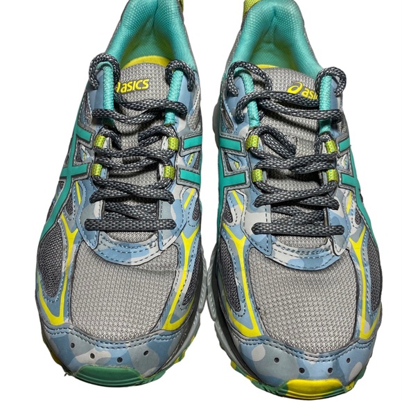 Asics 10 Gel Scram 3 Teal Gray Blue Camo Sneakers - Picture 15 of 16